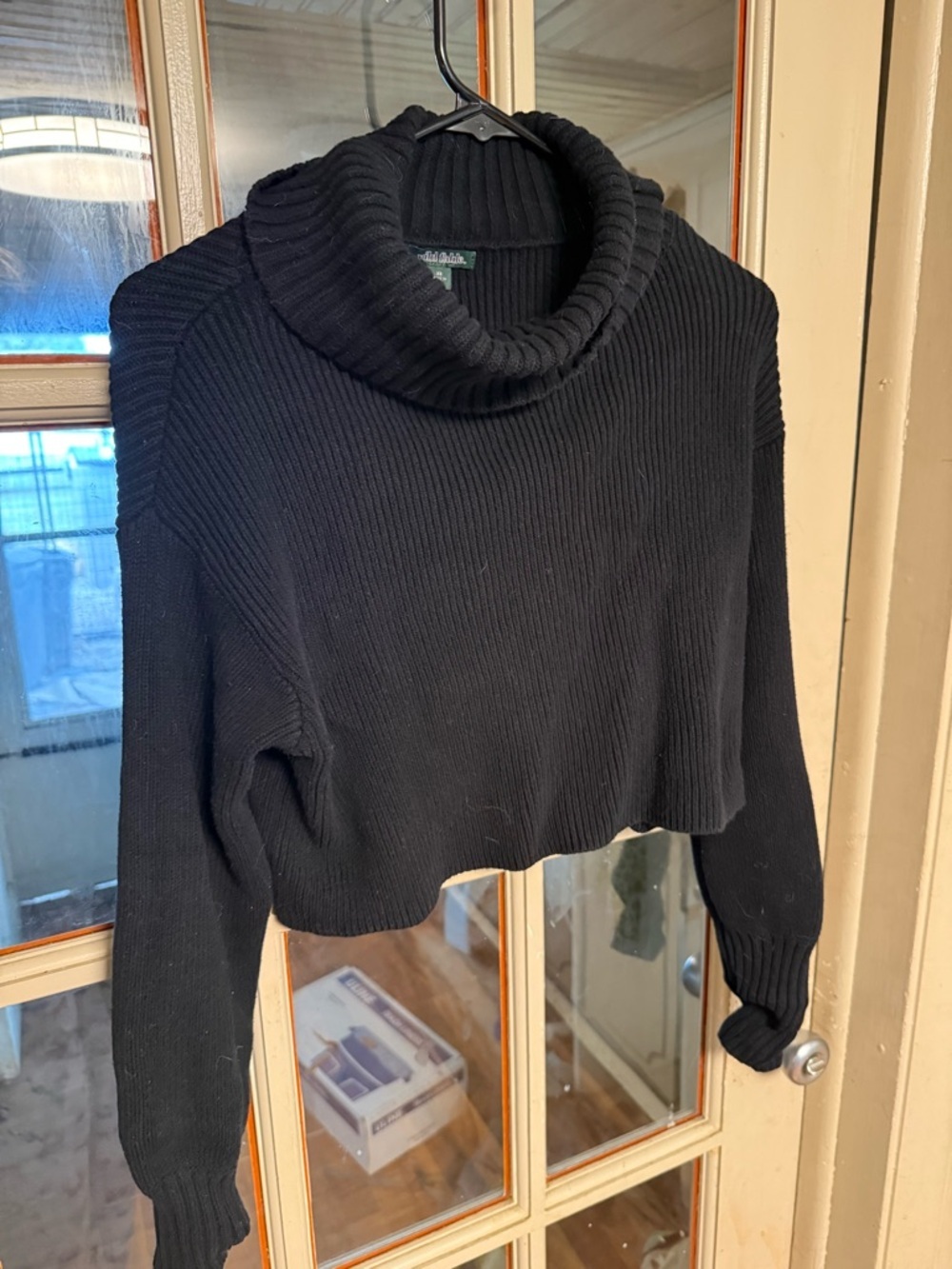 wild fable Black Ribbed Cropped Turtleneck Sweater - Picture 4 of 5